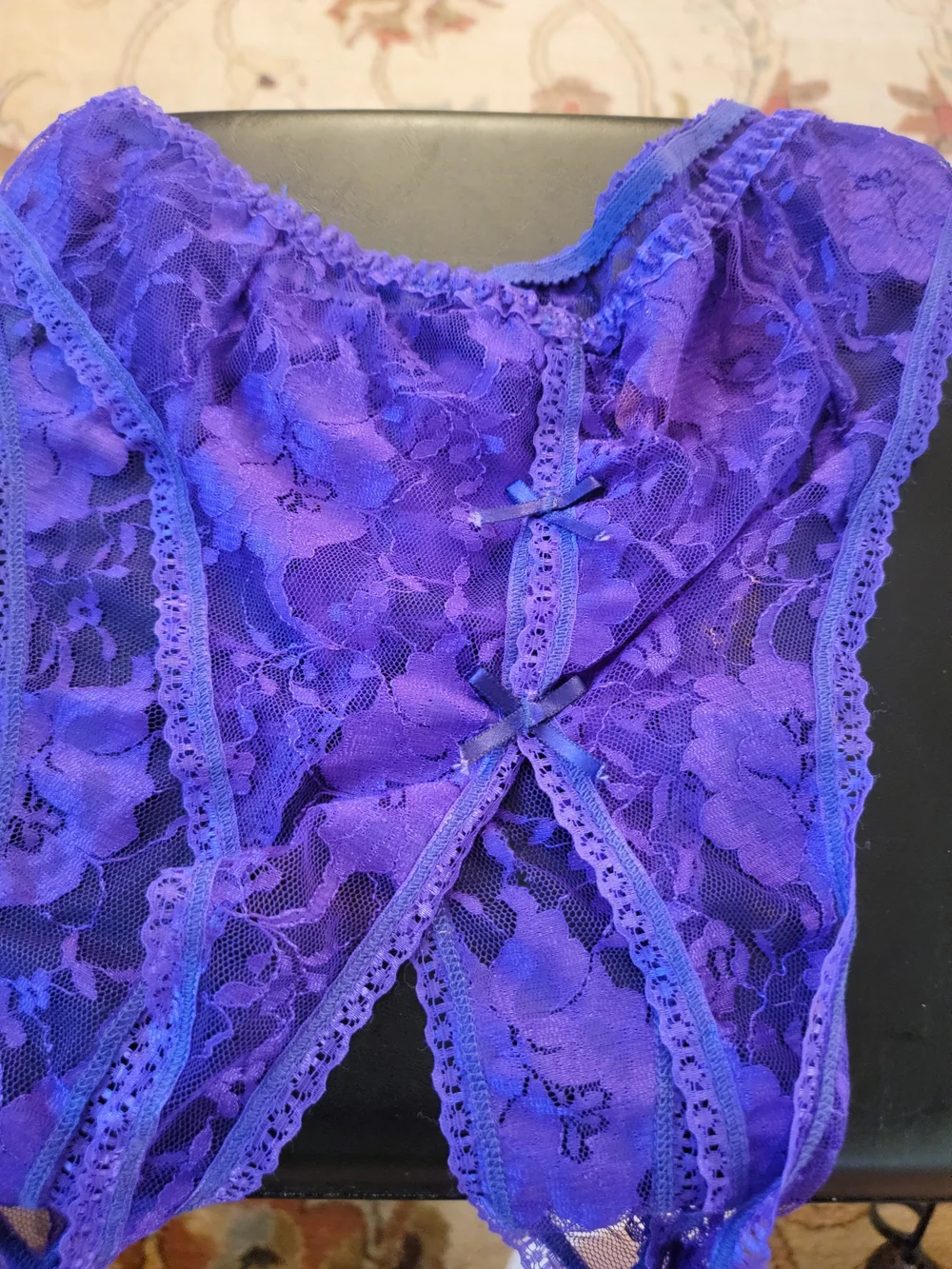 Women's Purple Lace Crotchless Intimates Panties